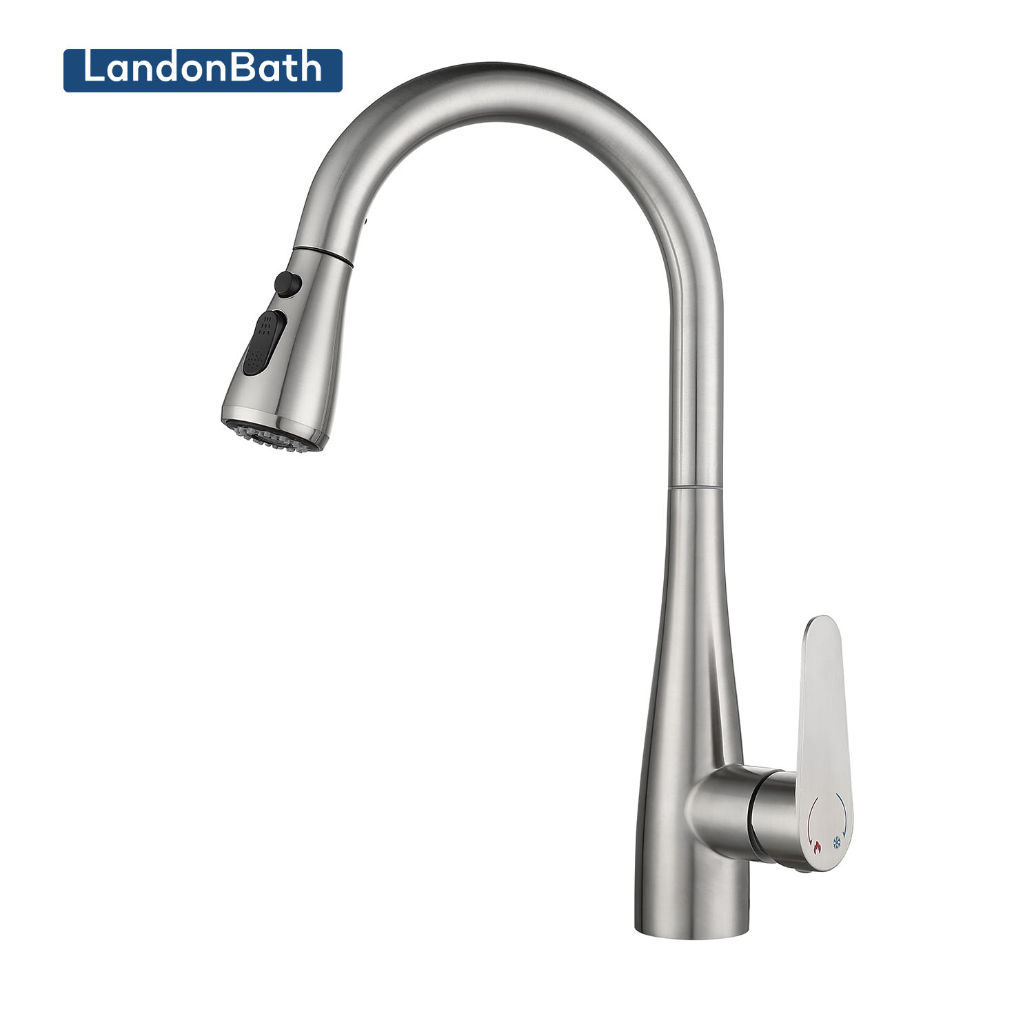 Stainless Steel 360 Pull Out Down Black Sink Kitchen Faucet Mixer Hot Cold Water Tap