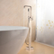 UK Bathroom Brushed Nickel Floor Mount Free Standing Bathtub Tap Faucet Shower System Set