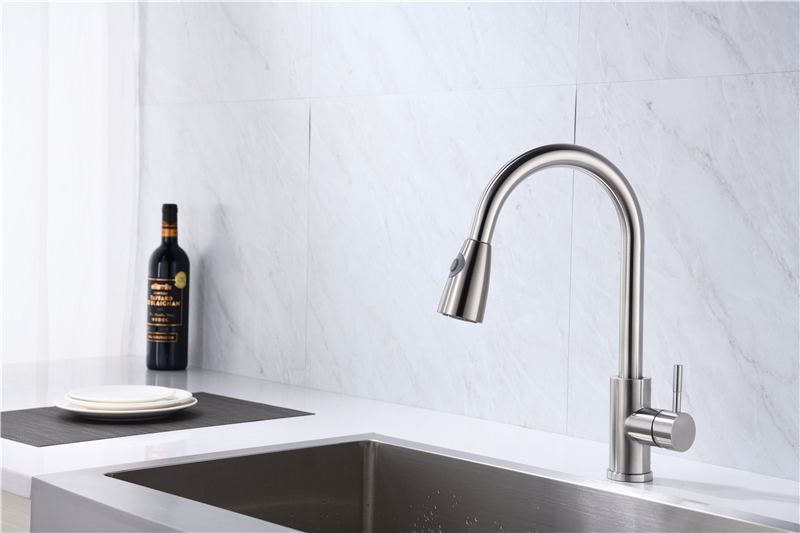 304 stainless steel wire drawing pull kitchen faucet, hot and cold sink faucet, telescopic cleaning kitchen tap