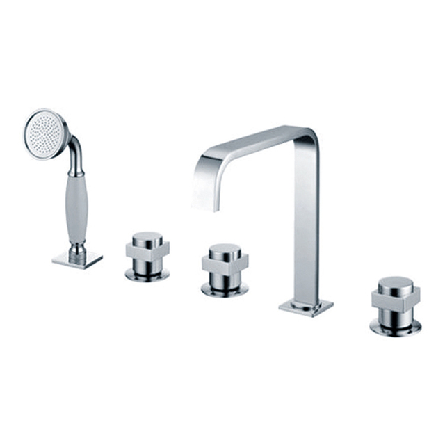 Deck Mount 5 Holes Bath Shower Faucet With Hand Shower Massage Walk In Bathtub Faucets Set