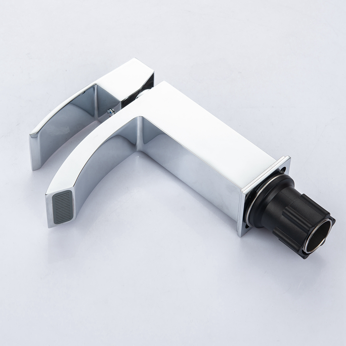Factory Supplier Bathroom Sink Tap Deck Mounted Chrome Single Handle Single Cold Water Wash Hand Zinc Body Square Basin Faucet