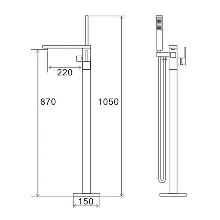 Square freestanding bath tubs shower mixer tap faucet filler brass floor mount bathroom bathtub bath faucet