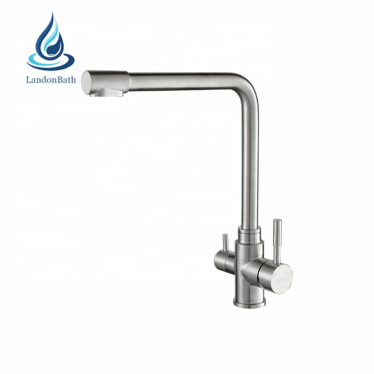 Double Handle Triple Function 304 Stainless Steel 3 Way Ro Kitchen Sink Kitchen Mezcladora Cocina Double Water Filter Faucet