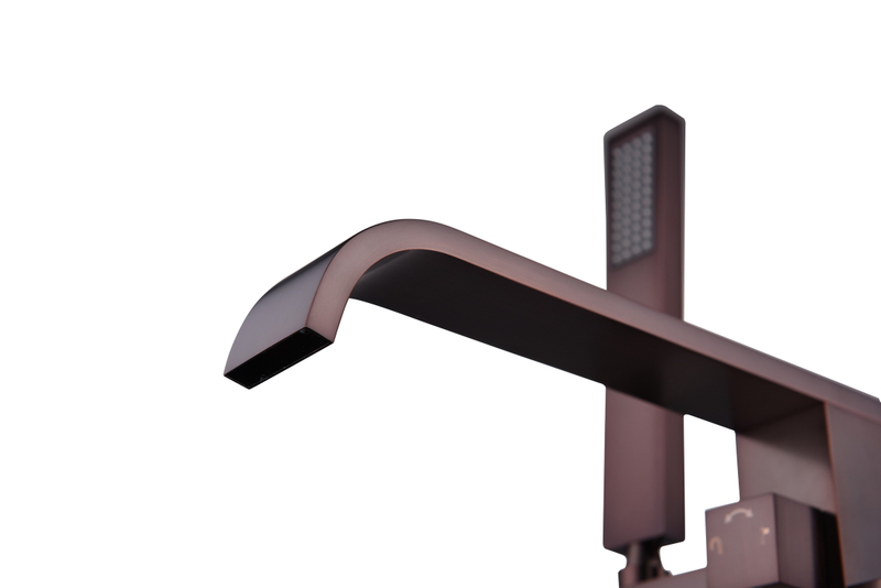 Top Rated Brass Freestanding Bath Shower Mixer Floor Stand Mounted Tub Filler Shower Mixer Free Standing Bathtub Faucet