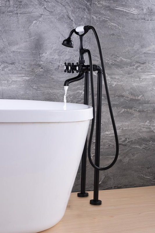 Orb Black Bath Tub Faucet Floor Mount Antique Filler Brass Shower Mixer Taps Faucets Hand Tap