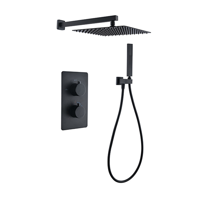 Thermostatic Bath Shower Mixer Taps With Rainfall Shower Head In Wall Mounted