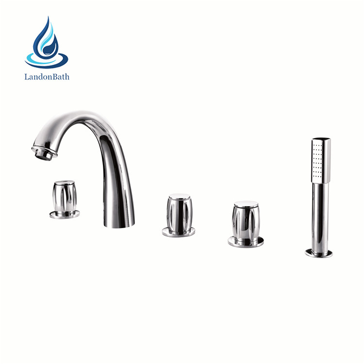 Factory Price Chrome 3 Handles Shower Basin Faucet Bathroom Set 5 Piece Water Fall Bath Mixer
