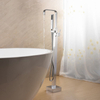 Square Chrome Bathtub Mixer Tap Brass Bathroom Copper Floor Mount Freestanding Tub Filler