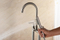 Double Handle Floor Standing Bathtub Bath Tub Faucet Freestanding Mixer Tap With Legs