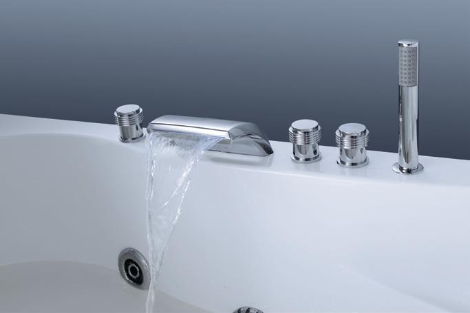 Deck Mounted Bath Shower With Hand Set Brushed Nickel Roman Mixer Whirlpool Bathtub Waterfall Faucet