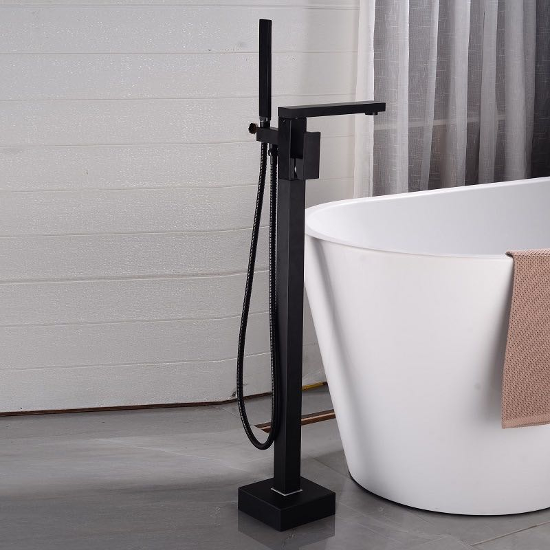 2022 Hot Sell Square Matte Black Bath Shower Mixer Freestanding Bathtub Faucet Set