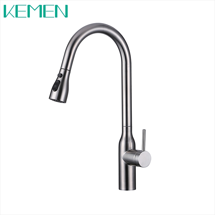 Hot-selling 304 Stainless Steel Kitchen Taps Mixer Brushed Finished Tap Faucet Kitchen Faucet with Pull Down Spray