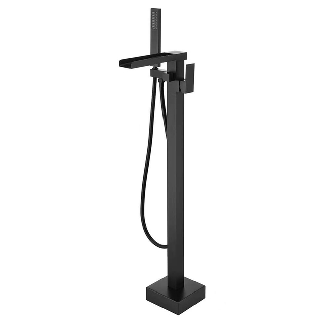 2022 Popular High Quality Square Matte Black Waterfall Shower Set Freestanding Bathtub Faucet