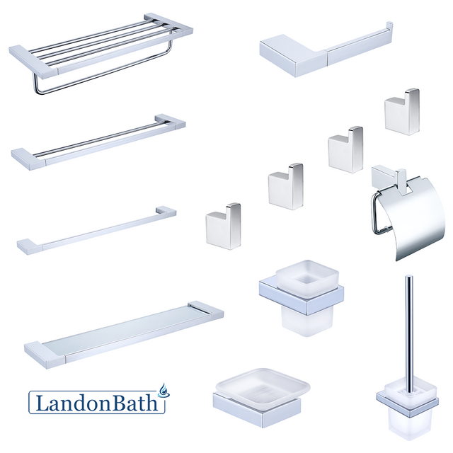 Chrome European Bath Towel Rack Set Bathroom Hardware Kit 27Series