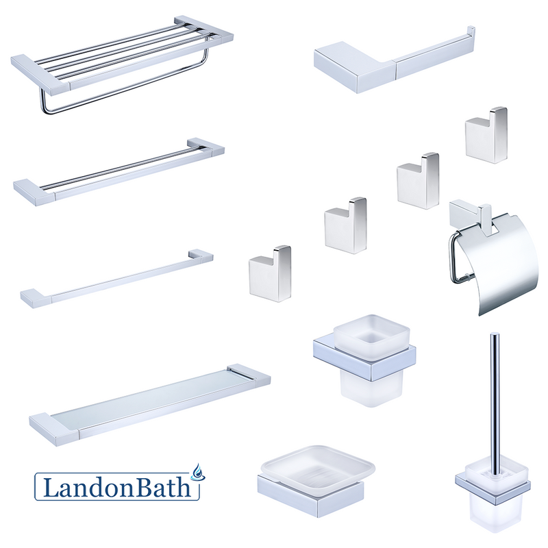 Chrome European Bath Towel Rack Set Bathroom Hardware Kit 27Series