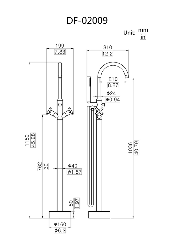 Cross Handles Freestanding Bathtub Faucet DF-02009