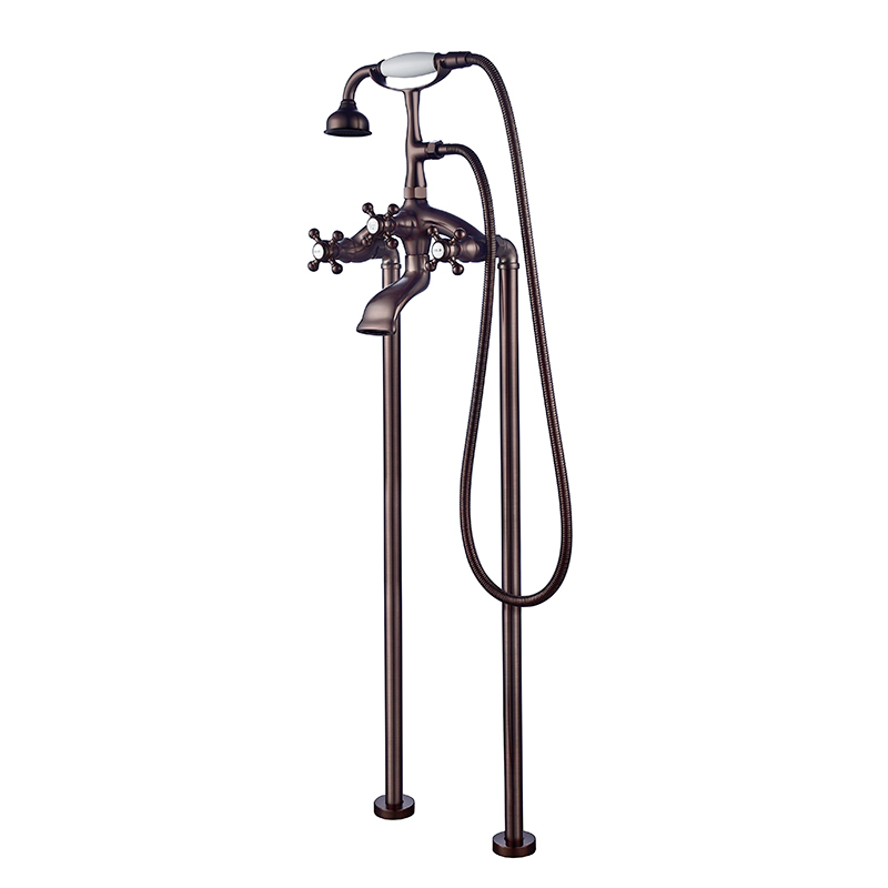 Classic Vintage Golden Floor Bathtub Faucet Tub Mixer Tap