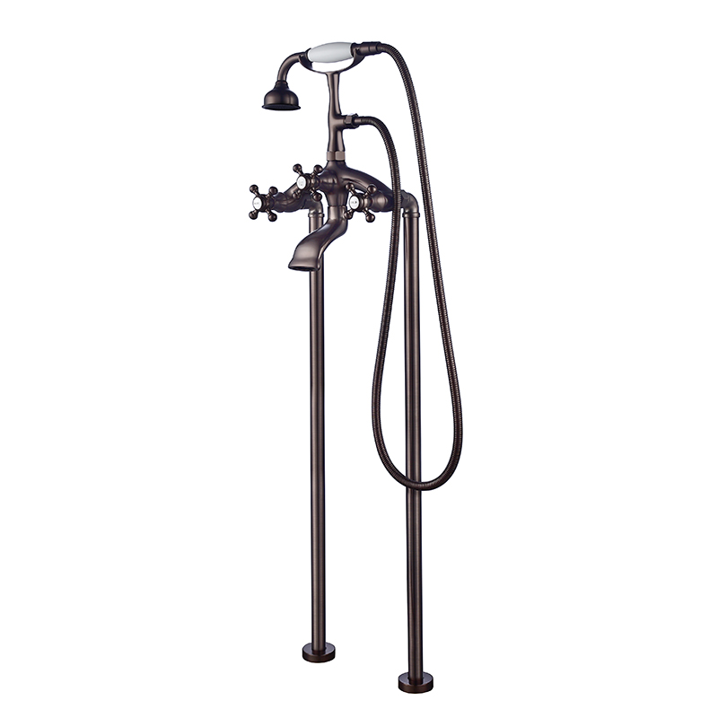 Classic Vintage Golden Floor Bathtub Faucet Tub Mixer Tap