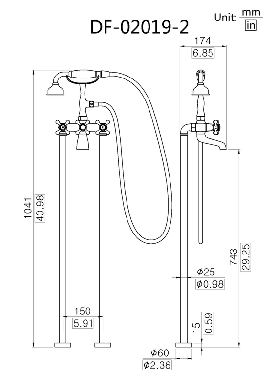 Vintage Design Freestanding Bathtub Filler Faucet Mixer Tapware DF-02019-2