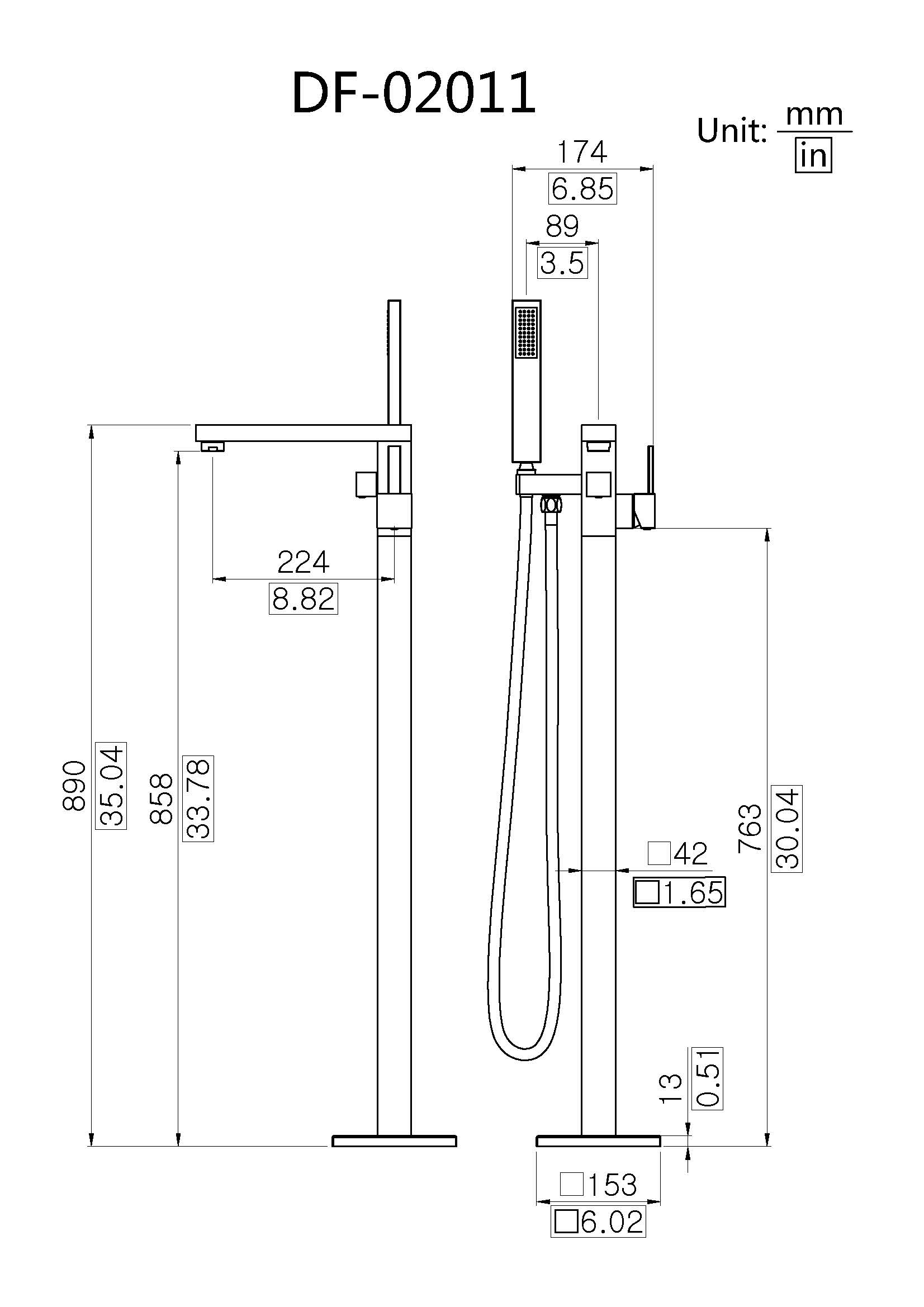 Popular Style Freestanding Bathtub Faucet DF-02011