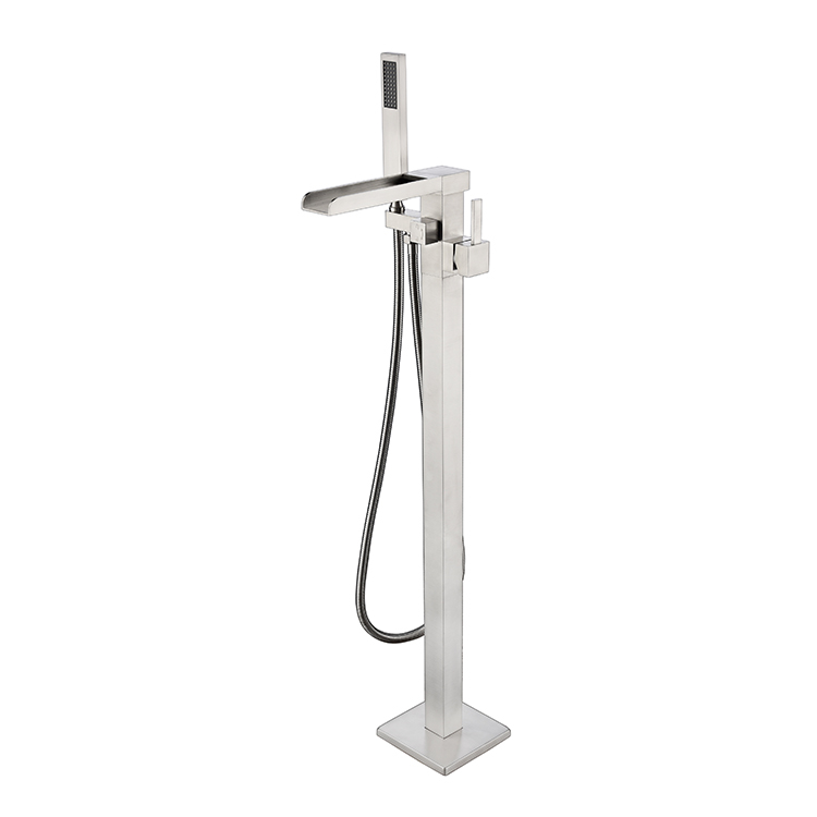 Waterfall Matt Black Floor Mounted Bathtub Faucet DF-02041