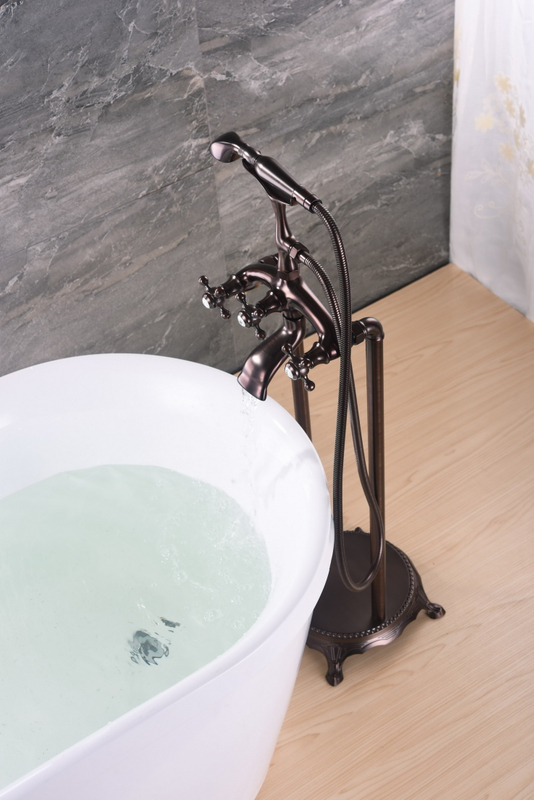 Antique Color Design Copper Hot Tap Free Standing Mixer Faucet for Claw Foot Bathtub