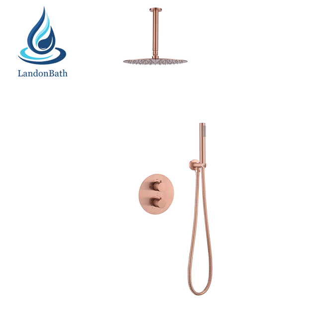 Gold Shower Set Rainfall Faucet Rose Whiteand Inwall Brushed Finish Polished Mixer Handle Black And Head Wall Mount Rain Sets