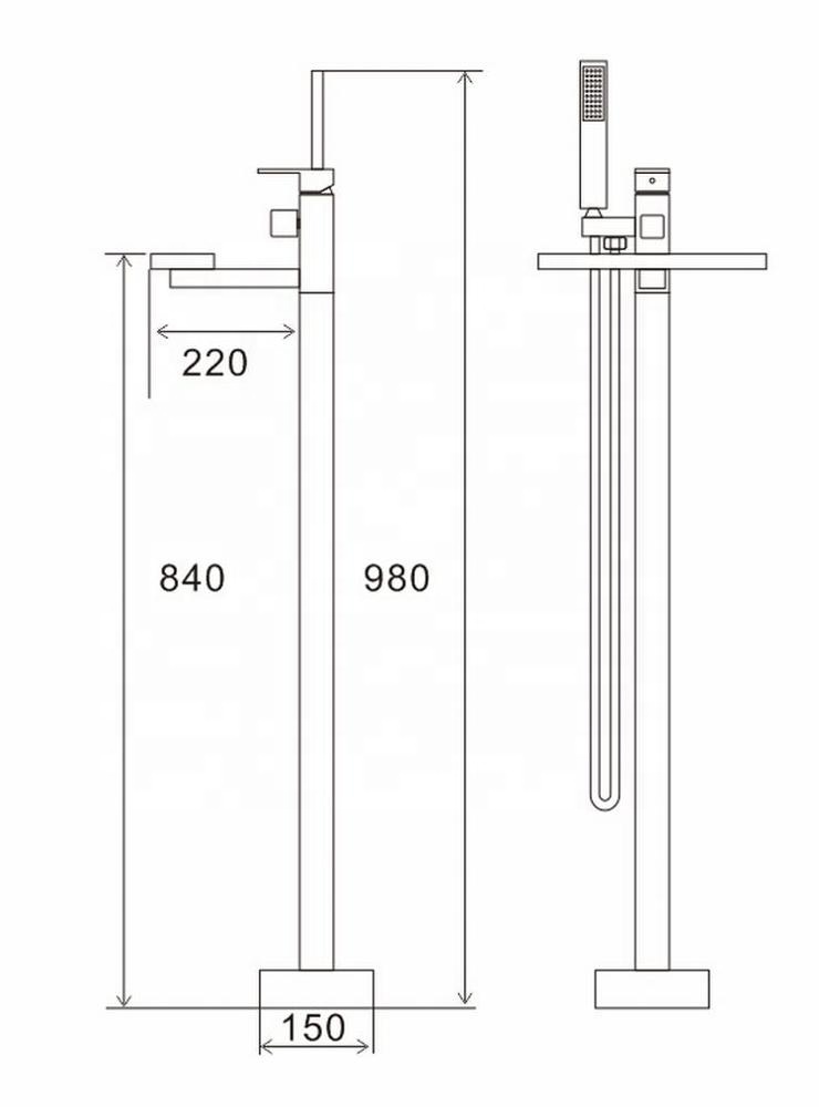 Bathroom Stand Alone Waterfall Bathtub Faucet Floor Mounted Bath Tap