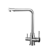 3 Way Kitchen Faucet Water Filter Mixer Stainless Steel Compartment Sink With 1 Adapter Deck Mounted Three Purifier Faucets