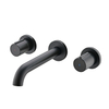 Lavatory 3 Hole Wall Mounted Dual Levers Basin Faucet Mixer Tap With Stainless Steel Hose Two Basin Lever Taps