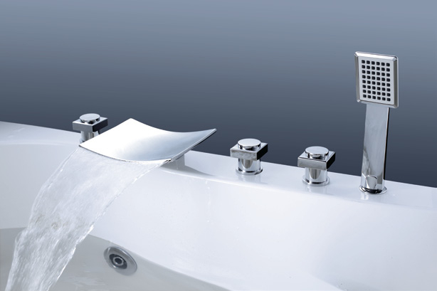 Factory Price Chrome 3 Handles Shower Basin Faucet Bathroom Set 5 Piece Water Fall Bath Mixer