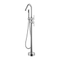 Floor Standing Tub Filler Modern Design Brass Stand Alone Double Handles Bathtub Faucet Floor Stand