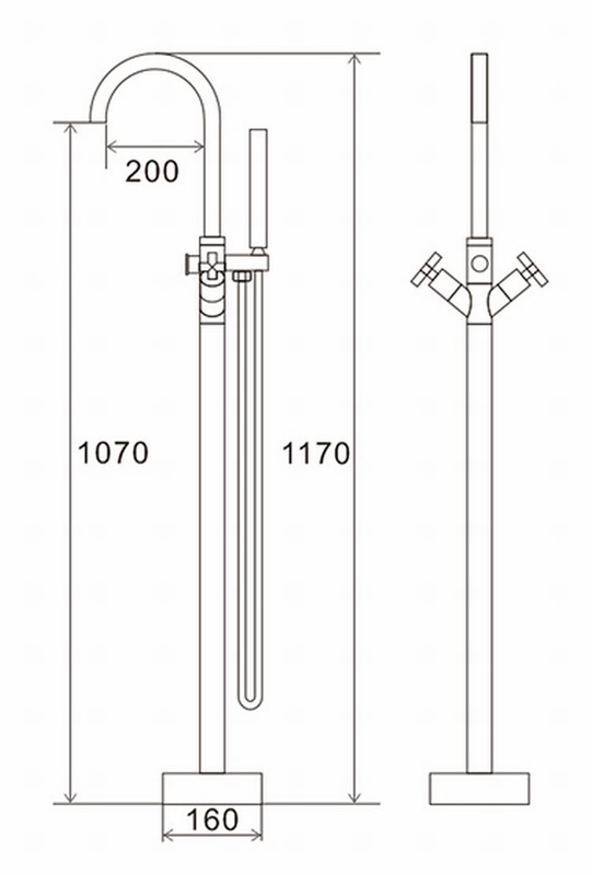 Cross handle floor mounted free standing bathtub shower faucet bathroom products