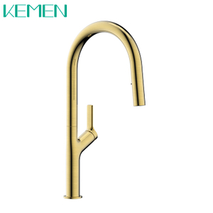 Brushed Gold Kitchen Faucet 304 Stainless Steele Single Handle Mixer Tap With Pull Down Concealed Spray Kitchen Faucets