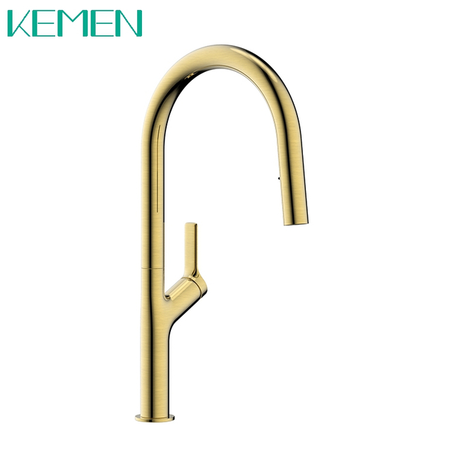 Brushed Gold Kitchen Faucet 304 Stainless Steele Single Handle Mixer Tap With Pull Down Concealed Spray Kitchen Faucets