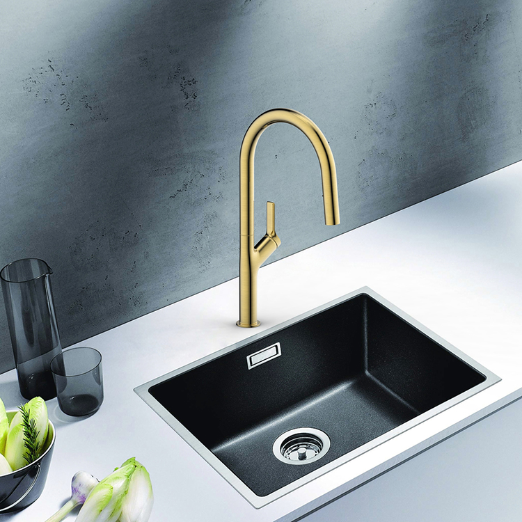 Brushed Gold Kitchen Faucet 304 Stainless Steele Single Handle Mixer Tap With Pull Down Concealed Spray Kitchen Faucets