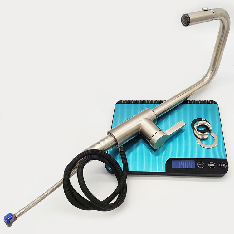 Hot And Cold Water Single Handle Kitchen Faucet 304 Stainless Steel Pull Down Kitchen Faucet