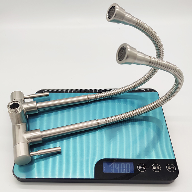 Double Tap 1 in 2 Out Any Degree Rotation Single Cold Water Sink Tap Wall Kitchen Faucet