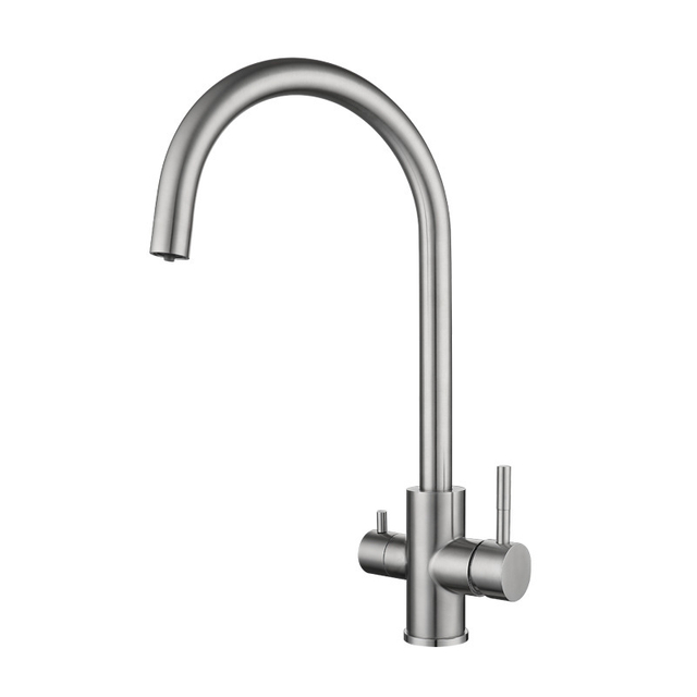 Modern Style Dual Handles Kitchen Sink Mixer Tap 304 Stainless Steel 3 Way Health Water Faucet Water Filter Kitchen