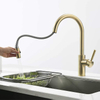 Amazons Online Hot Selling Pull Down Kitchen Faucets Single Handle Hot And Cold Water Tap Gold Kitchen Faucet