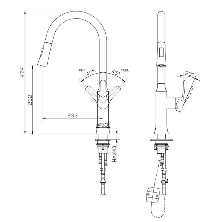 Professional 304 Stainless Steel Faucet Single Level Kitchen Faucets Pull Down Kitchen Sink Mixer Taps