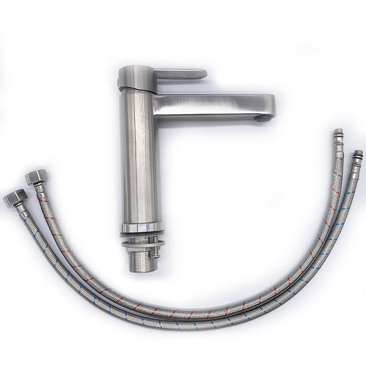 Modern Design Stainless Steel Basin Faucet Single Hole Hot Cold Water Basin Mixer Bathroom Faucet Tap