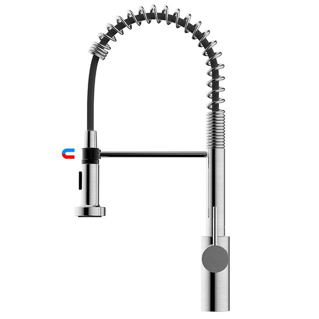 New Design Flexible Spring Kitchen Faucet Stainless Steel 304 Pull Down Kitchen Faucet with Magnetic Mounted Sprayer