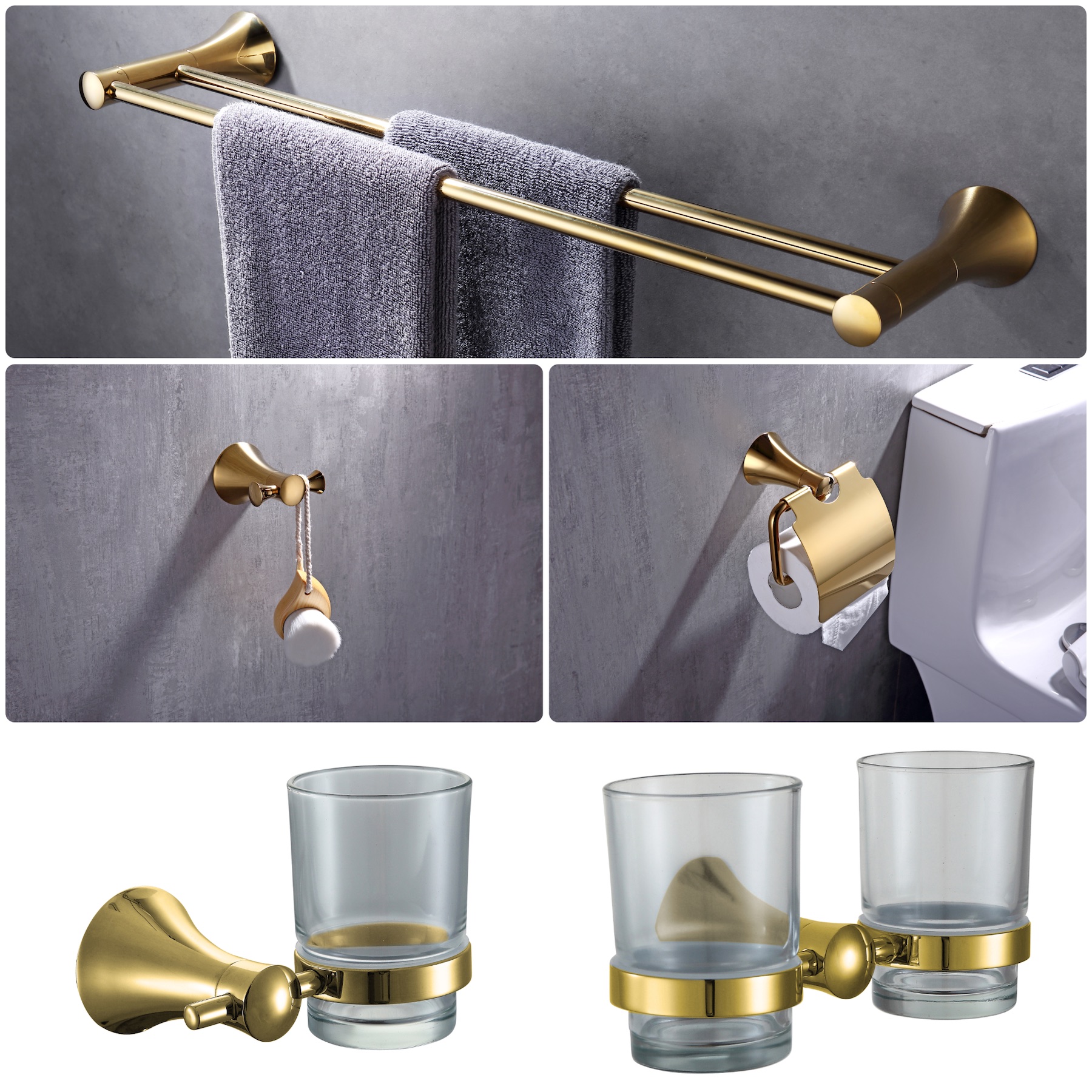 Hotel Stainless Steel Towel Rack Bathroom Hardware Set Single Pole Towel Rack