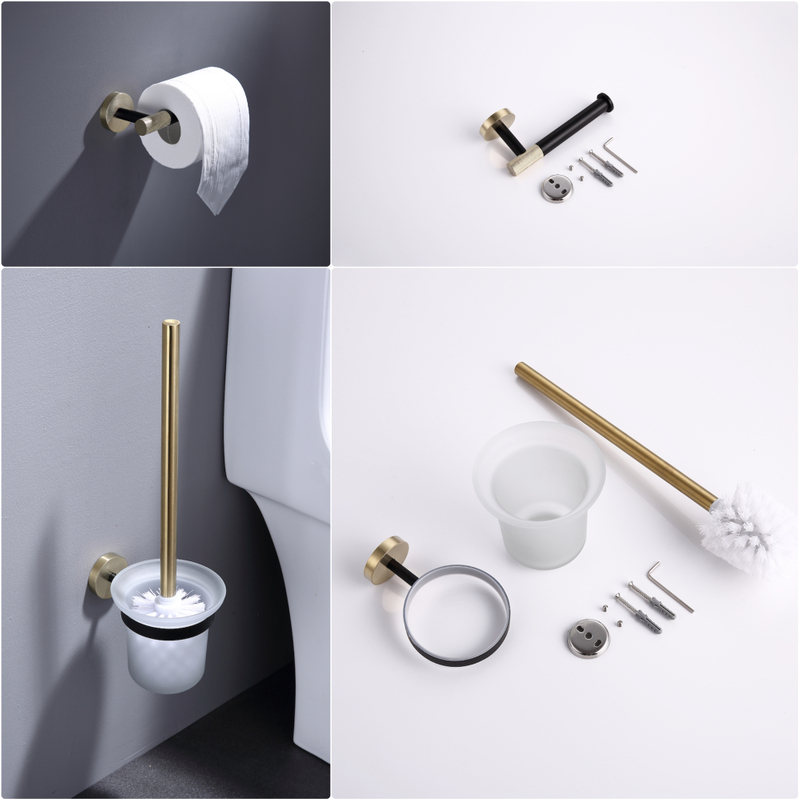 Rose Gold Black Bathroom Accessories Set Paper Holder Towel Rail 623Series