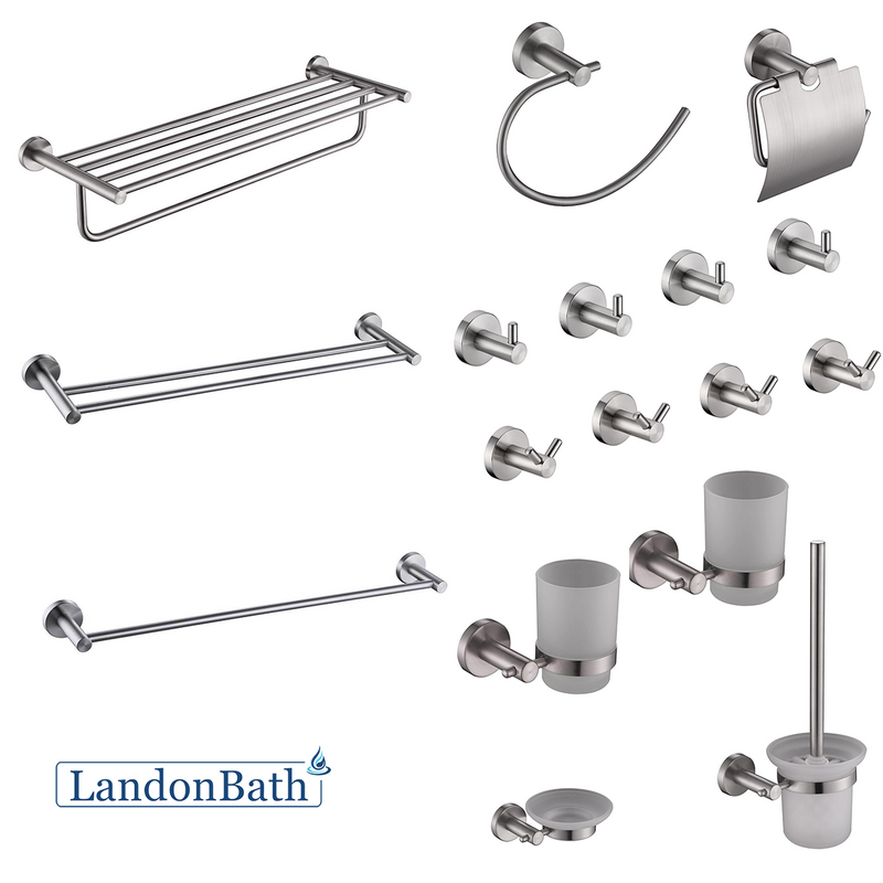Brushed Gold Bathroom Accessories Set Paper Holder Towel Rail 70Series