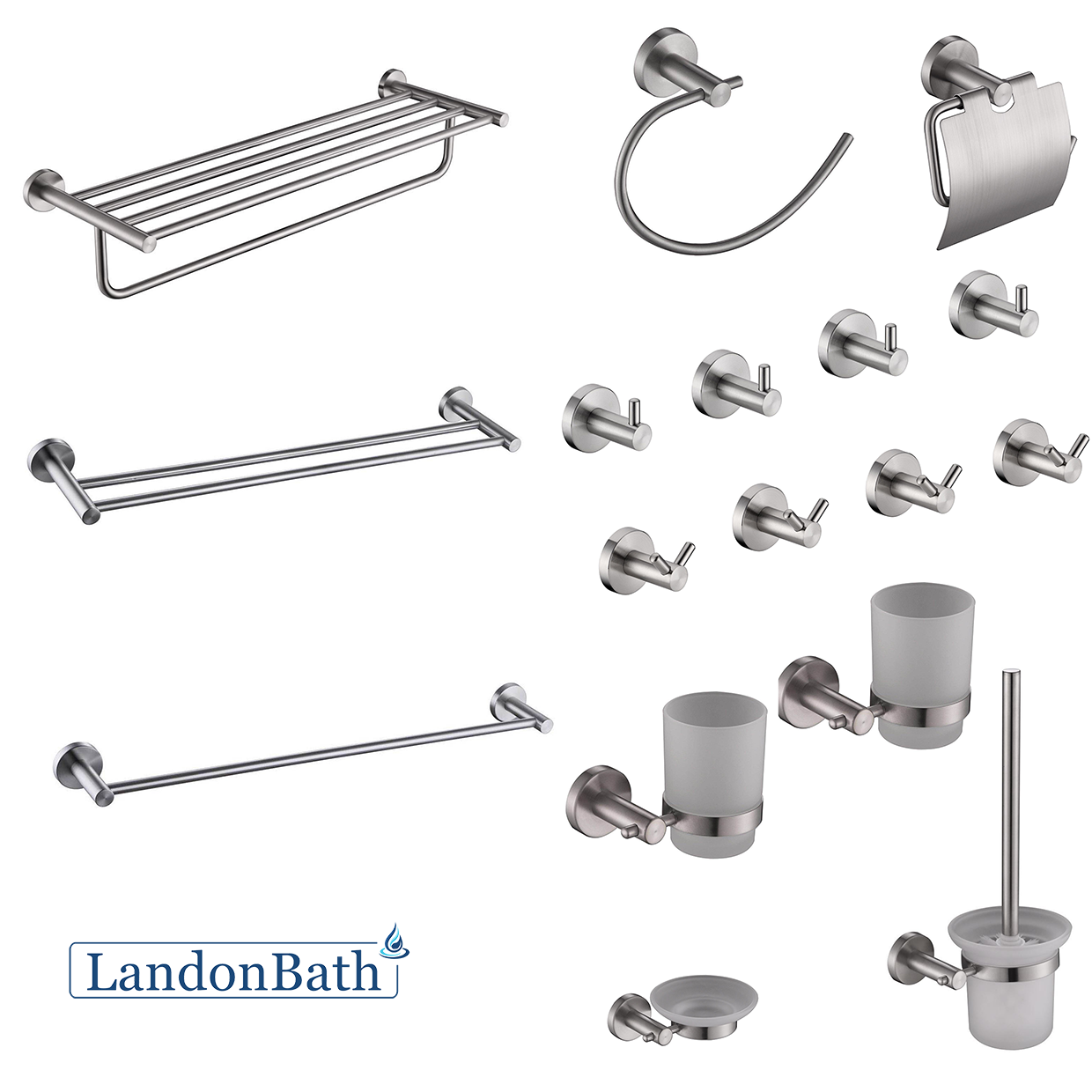 Brushed Gold Bathroom Accessories Set Paper Holder Towel Rail 70Series