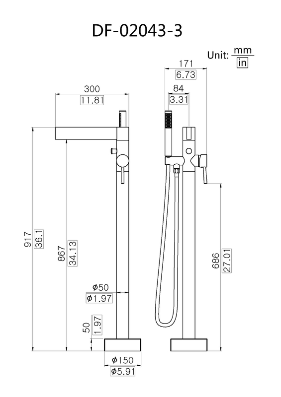 New Collection Floor Mounted Bathtub Faucet DF-02043-3