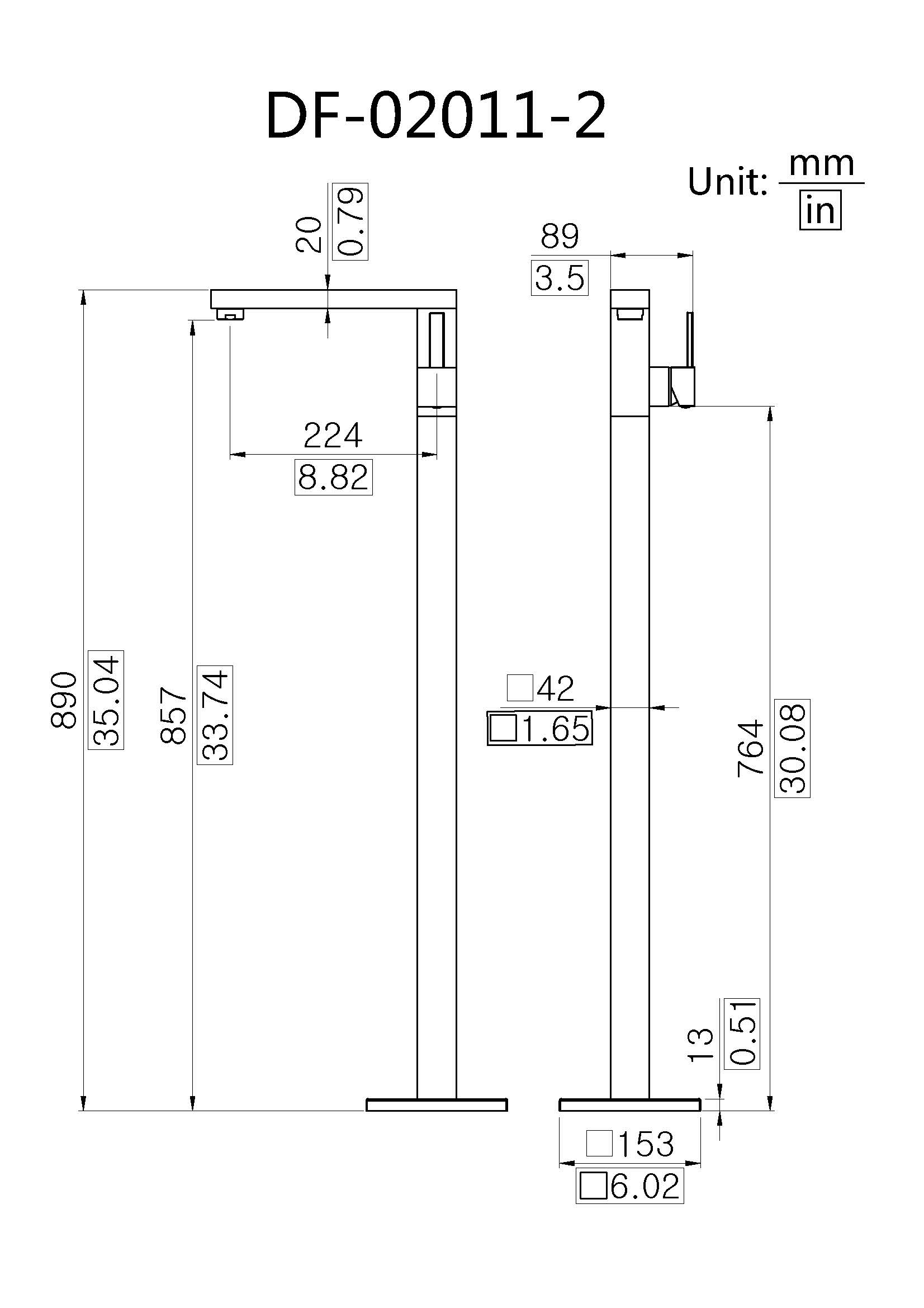 Stylish Freestanding Bathtub Faucet DF-02011-2