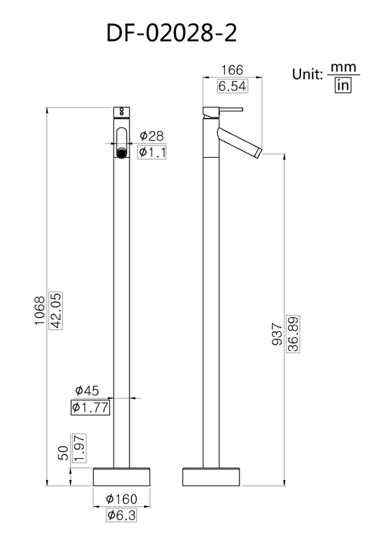 Bathroom Shinny Gold Floor Standing Bath Tub Filler Mixer DF-02028-2